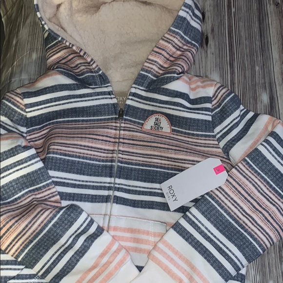 Roxy Girls Sherpa Lined Zip Up Hooded Fleece Top - Picture 2 of 2